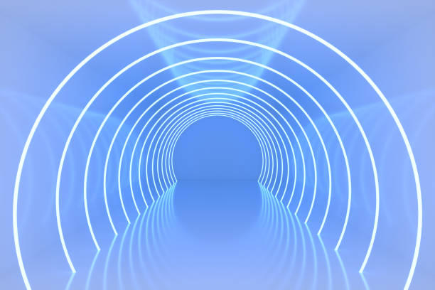 istock 3D Empty Room, Exhibition Area, Tunnel With Neon Lights, Abstract Modern Architecture Background 1339795282