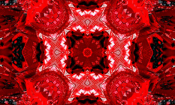 World Red Cross, kaleidoscop illustration of red cross symbol on red background stock photo