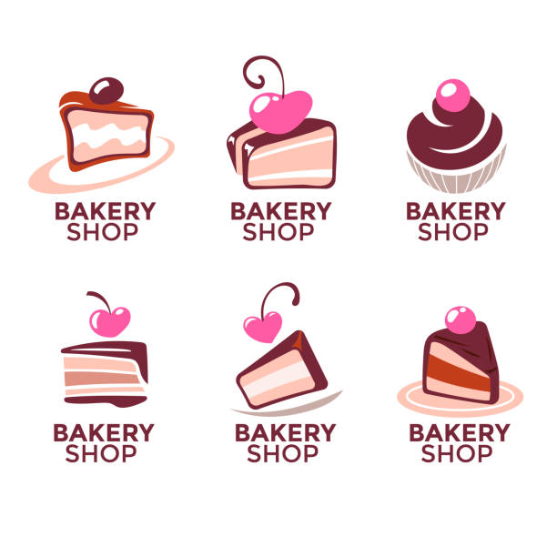 Sweet Cake and Bakery Shop Emblem Collection Pack Set Sweet Cake and Bakery Shop Emblem Collection Pack Set baked pastry item stock illustrations