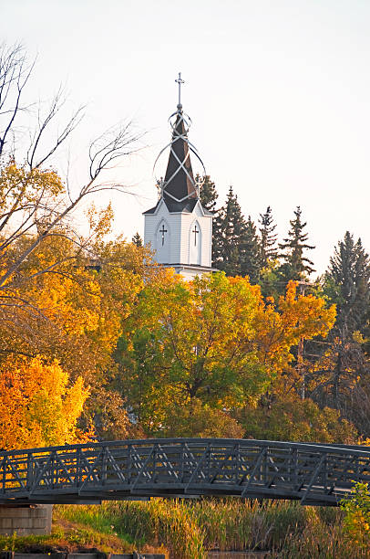 istock Autumn Church and Arched Bridge 133980055