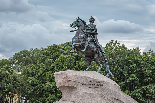 Bronze Horseman (opened in 1782), a statue of Peter the Great in Saint Petersburg, Russia.