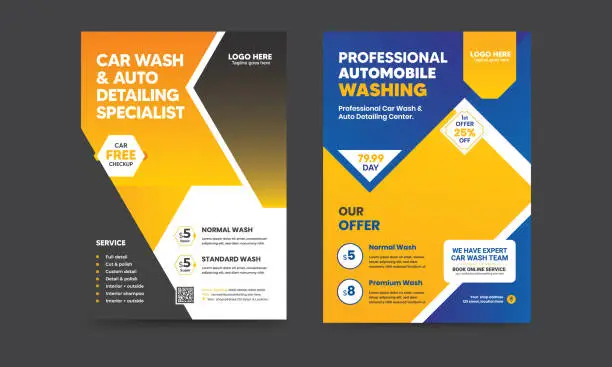 Vector illustration of Car wash Flyer or brochure Cover