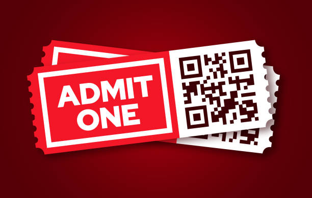 dopuszczenie jednego biletu na wydarzenie - ticket ticket stub red movie ticket stock illustrations