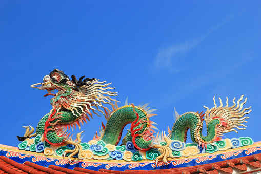 Pingyao Shanxi, China - August 20, 2014: The nine Dragon Wall of Pingyao in China