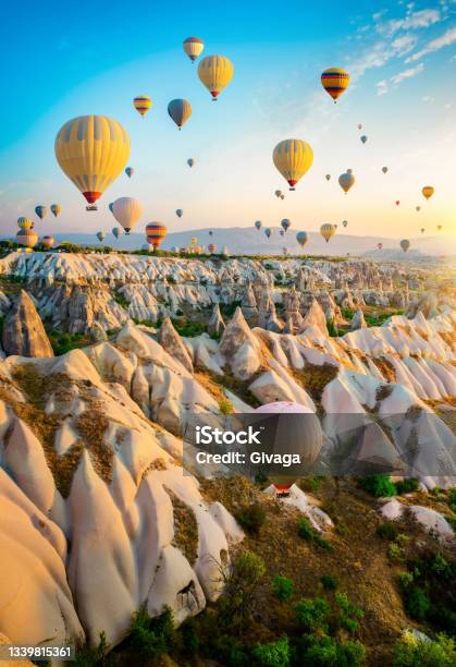 Air Balloons Flying Stock Photo - Download Image Now - Cappadocia, Türkiye - Country, Hot Air Balloon