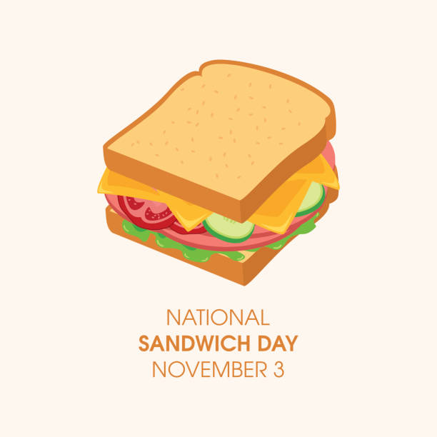 ilustrações de stock, clip art, desenhos animados e ícones de national sandwich day vector - burger sandwich hamburger eating