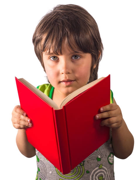 istock Little girl with big red book 1339817011