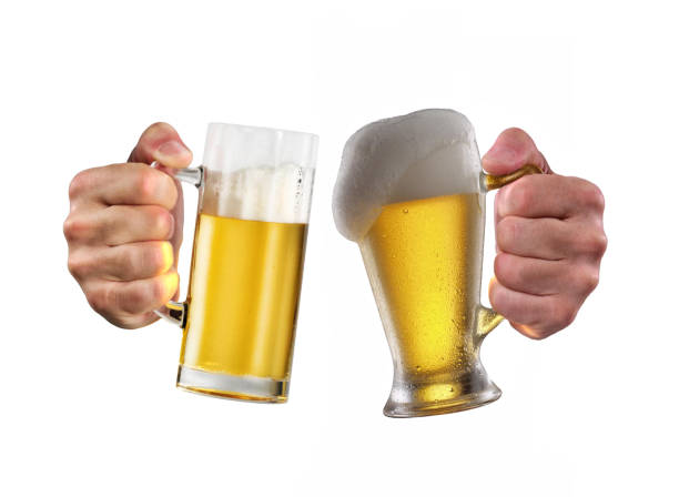 cheers hand beers - toast glass cut out human hand imagens e fotografias de stock