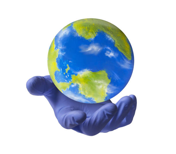 istock Surgical glove hold a planer earth globe 1339818242
