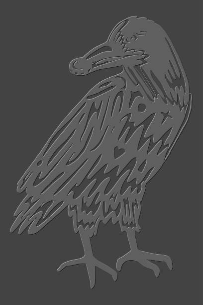 istock hand drawn raven bird in gray colors paper style vector illustration 1339818457