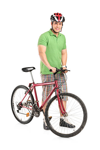 istock Smiling man posing with a mountain bike 133982069