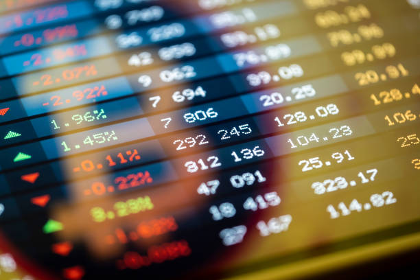 istock Bitcoin logo on financial trading information screen. 1339821917