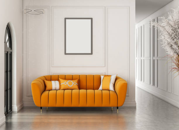istock Interior living studio mock-up, white classic style. 1339823166