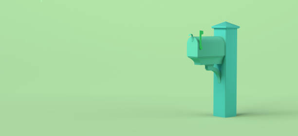 istock Mailbox for letters on green background. 3D illustration. Copy space. 1339826836