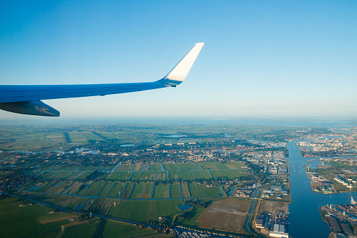 Plain is taking off from airport of Amsterdam
