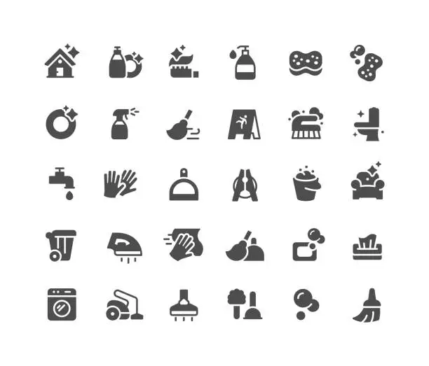 Vector illustration of Cleaning Flat Icons