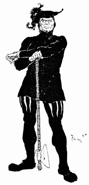 The headsman standing full length with Executioner's ax Illustration from 19th century. cruel illustrations stock illustrations