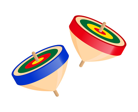 Spinning tops isolated vector illustration.