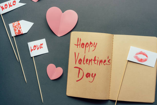 istock Decor and text message in sketchbook for Happy Valentine's Day. 1339838222