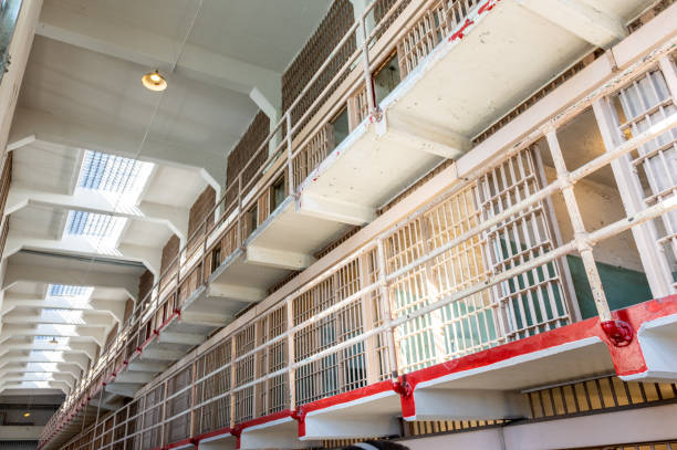 The interior of the legendary Alcatraz Prison, on an island near San Francisco, the US