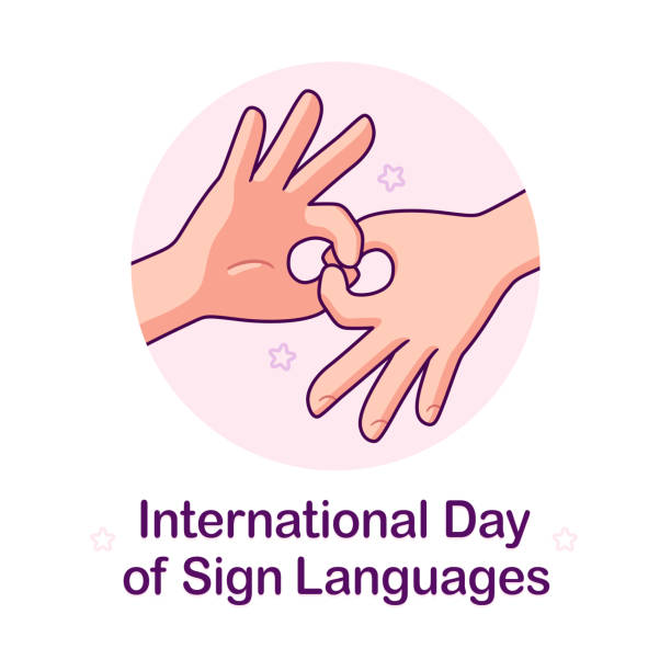International day of Sign Languages International day of Sign Languages poster. Cartoon hands making symbol "Connect". Vector illustration. International Day of Sign Languages stock illustrations