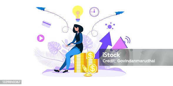 istock Cash Back concept design, people getting cash rewards and gift from online shopping, Suitable for web landing page, ui, mobile app, banner template. 1339840367