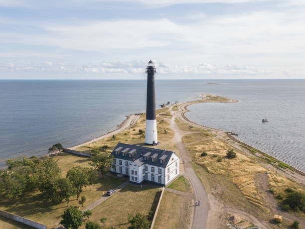Lighthouse in the Sõrve peninsula, Saaremaa, Estonia stock photo