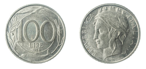 istock Italy 100 lire coin on a white isolated background 1339844621