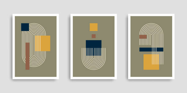 istock Set of abstract contemporary posters with geometric shapes. Cover collection. Modern boho minimalist art. 1339847683