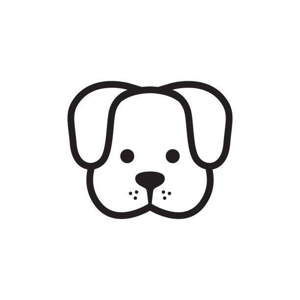 ilustraciones, imágenes clip art, dibujos animados e iconos de stock de icono de perro. pictograma de cabeza de cachorro divertido aislado vectorial sobre fondo blanco - cabeza de animal