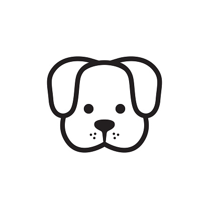 Dog icon. Vector isolated cute puppy head pictogram on white background