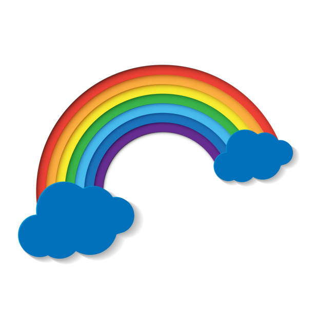 istock Paper rainbow colours rainbow are red, orange, yellow, green, blue, indigo and violet with clouds on white background. vector design 1339862578