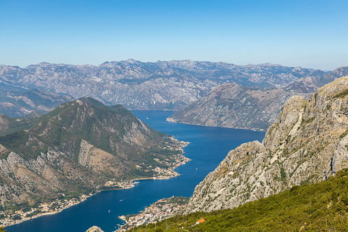Relaxing road trip panoramic view of Kotor bay Montenegro