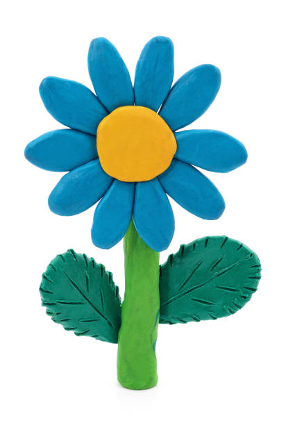 one plasticine blue flower. - modeling clay imagens e fotografias de stock
