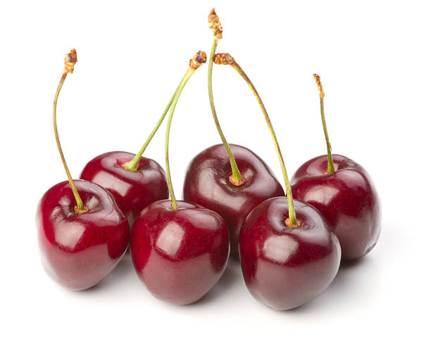 istock Red ripe cherries over white background 133988506