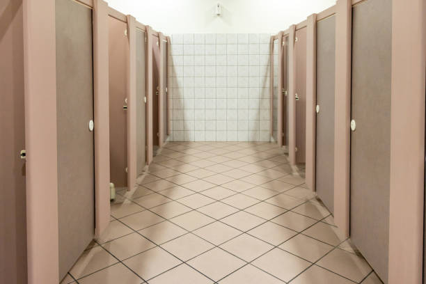 istock Public toilet on both sides of the corridor 1339893417