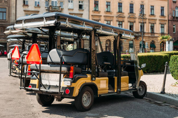 istock An electric open car for transportation of tourists, coronavirus covid-19 lockdown, empty street in old town. 1339898607