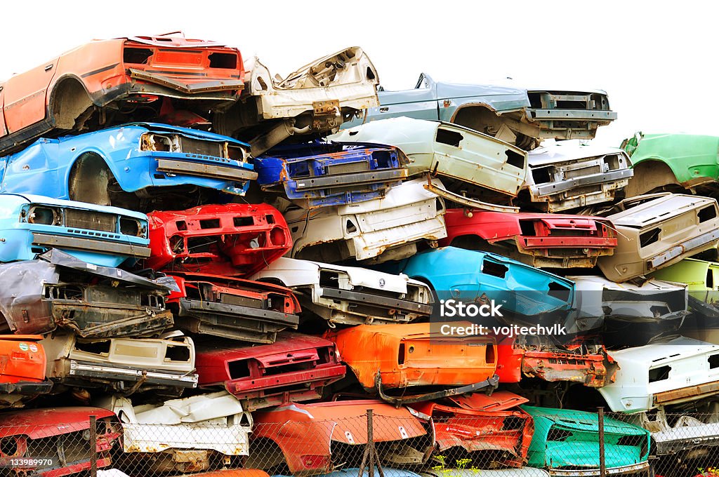 Scrapyard Big scrapyard full of cars Car Stock Photo