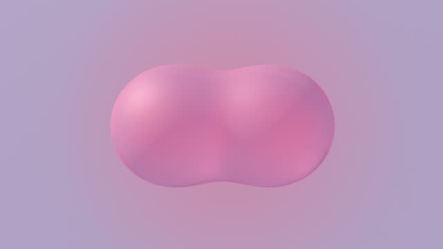 Pink liquid spheres merging. Abstract animation, 3d render.