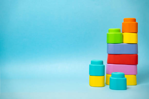 istock Colorful rubber toy blocks for babies stacked 1339906249