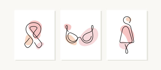 ilustraciones, imágenes clip art, dibujos animados e iconos de stock de tarjetas de concientización sobre el cáncer de mama - cinta contra el cáncer de mama ilustraciones