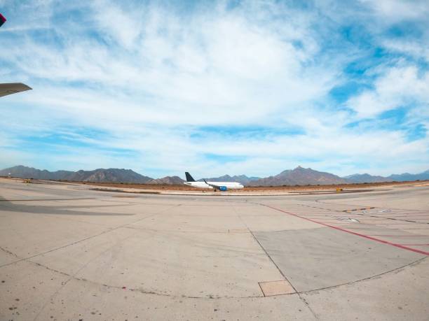 Plane landed on the airport runway