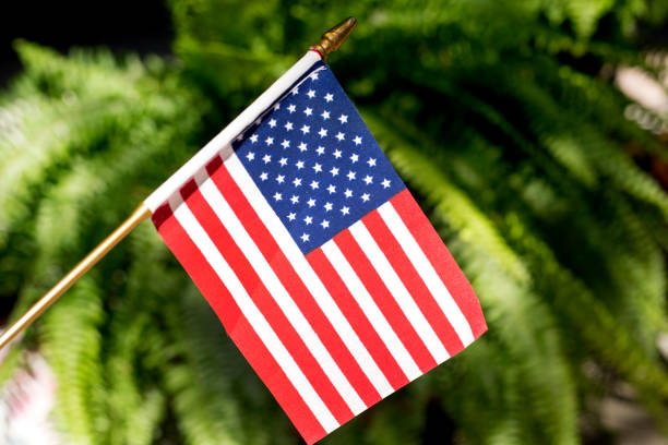 istock American Flag outside on a beautiful sunny day. 1339927364
