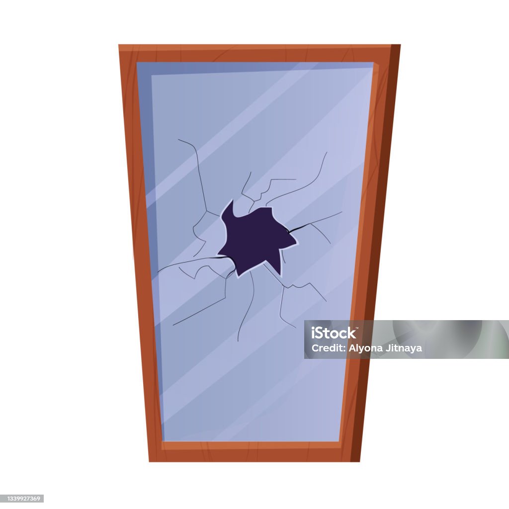 Khung Gỗ Với Gương Vỡ Theo Phong Cách Hoạt Hình Được Cách Ly Trên ...