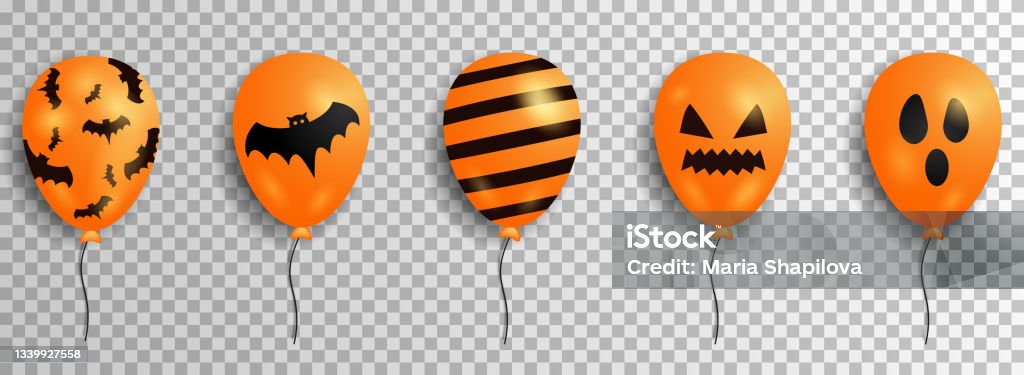 Set Di Palloncini Arancioni Realistici Con Design Diverso - Immagini  vettoriali stock e altre immagini di Halloween - iStock