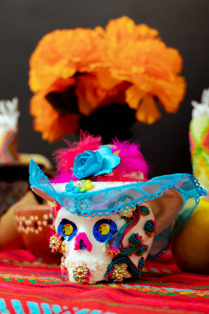 istock Sugar skull placed in a Day of the Dead offering 1339928073