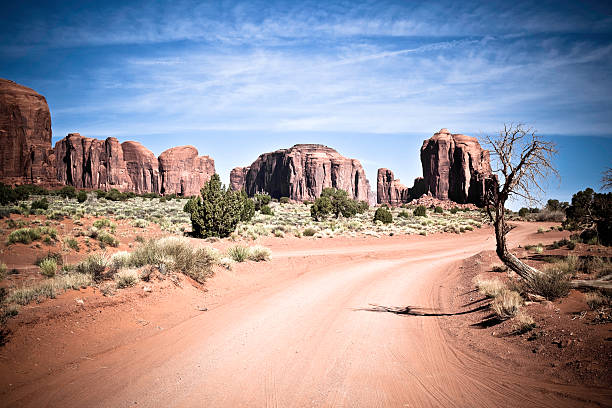 istock Dirt Road in the Monument Valley Against Blue Sky 133993486