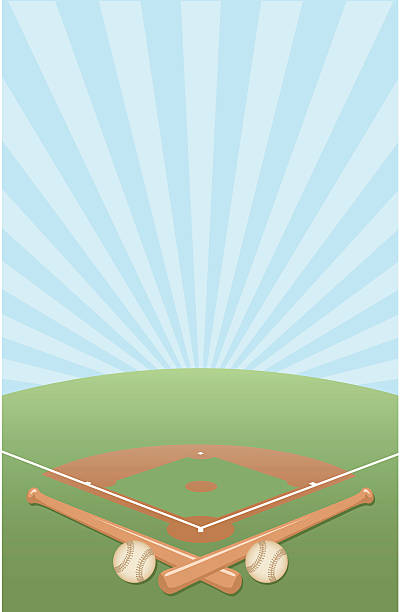 야구공 다이아몬드 배경기술 - field baseball grass sky stock illustrations