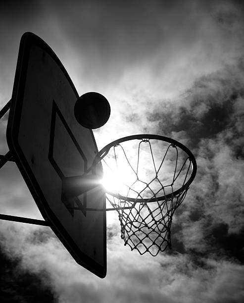 Basketball Hoop And Ball Silhouette Stock Photo - Download Image Now -  Basketball - Ball, Basketball - Sport, Black And White - iStock