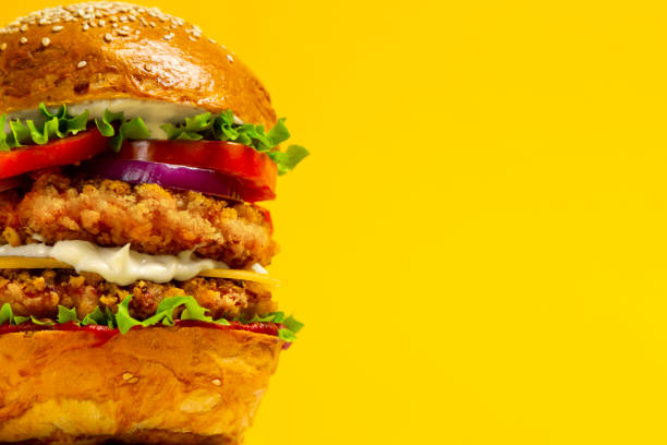 istock Close-up of king doubleburger with breaded chicken cutlet 1339939776
